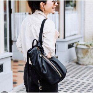 Aimee Kestenberg Tamitha Black leather Backpack with Gold Zipper